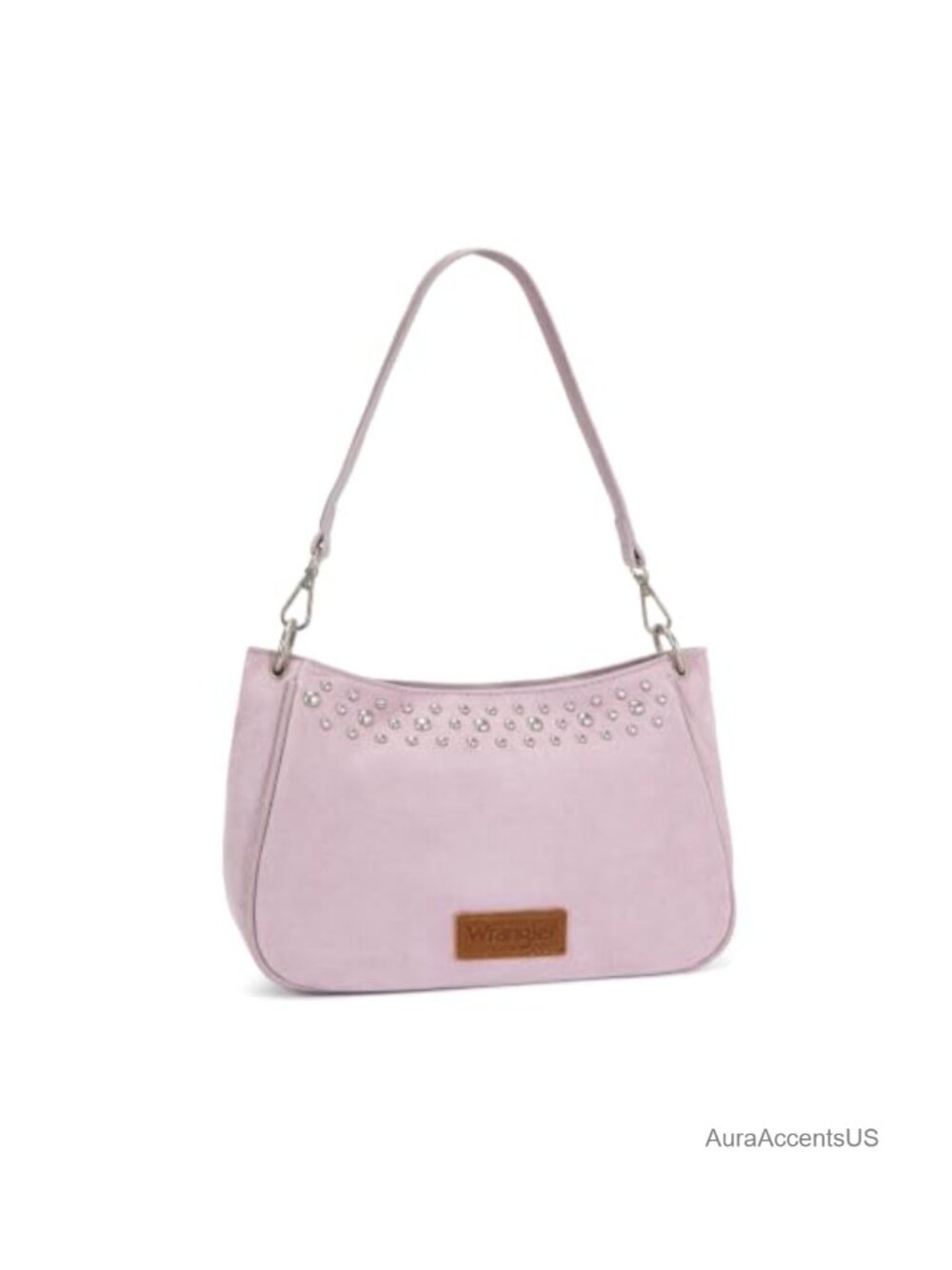 Faux Suede Studded Slouchy Hobo Shoulder Bag Crossbody Purse